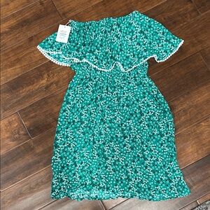 Strapless Green Floral Dress